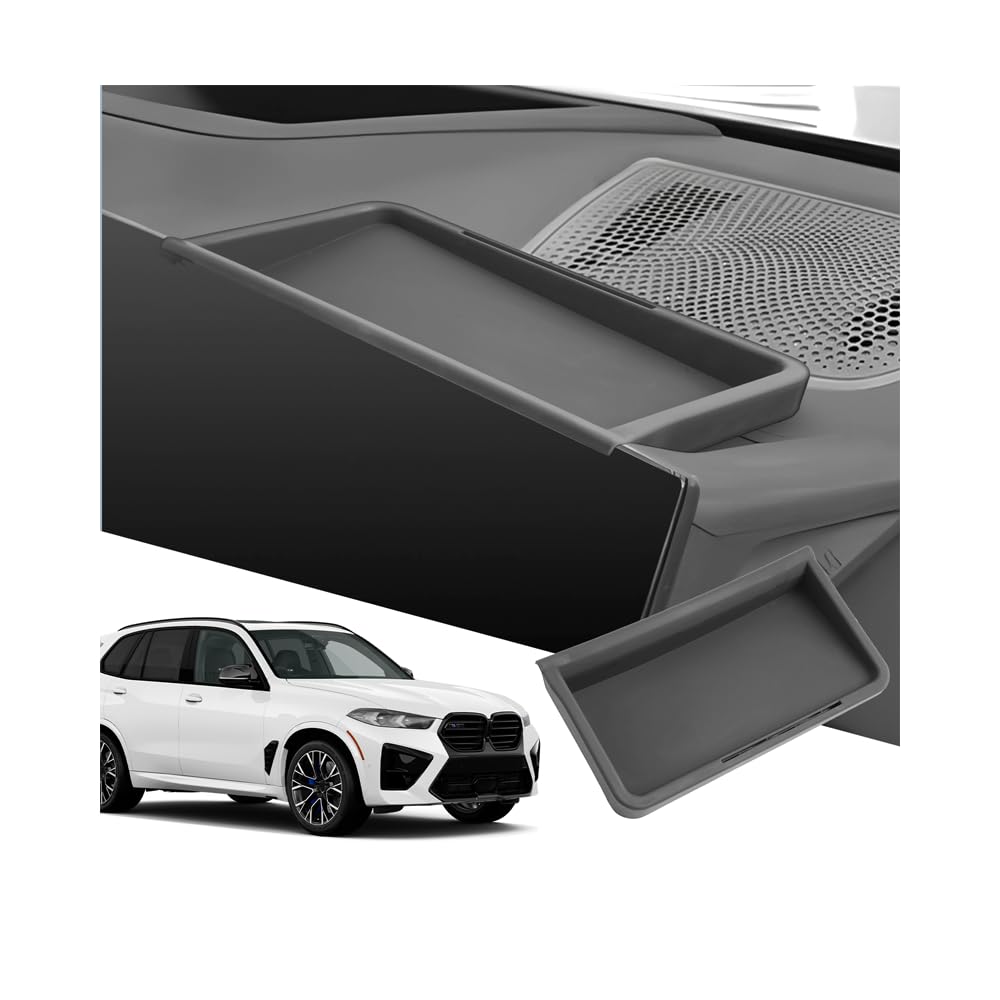 SXCY BMW X5 dashboard tray front view showing seamless fit behind the screen