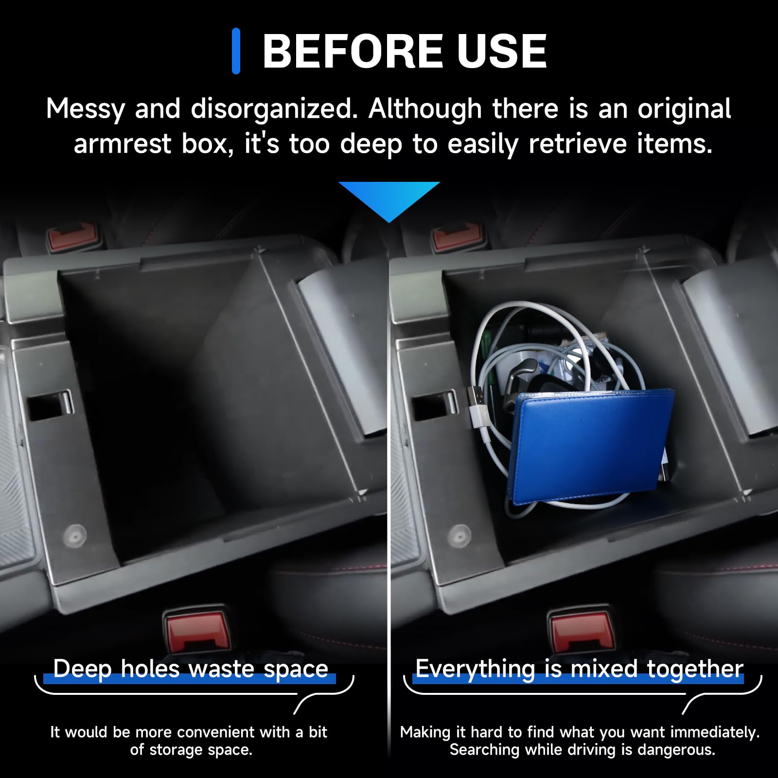 SXCY tray with removable rubber inserts keeps coins and cards secure during drives