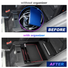 SXCY Ford Explorer console organizer with rubber mat reduces rattling and eases cleaning