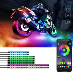 Sxlofty 8-pcs motorcycle LED light kit strips for customizable underglow.