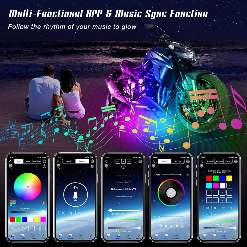 Sxlofty music-sync mode reacts to your ride's soundtrack for dynamic effects.