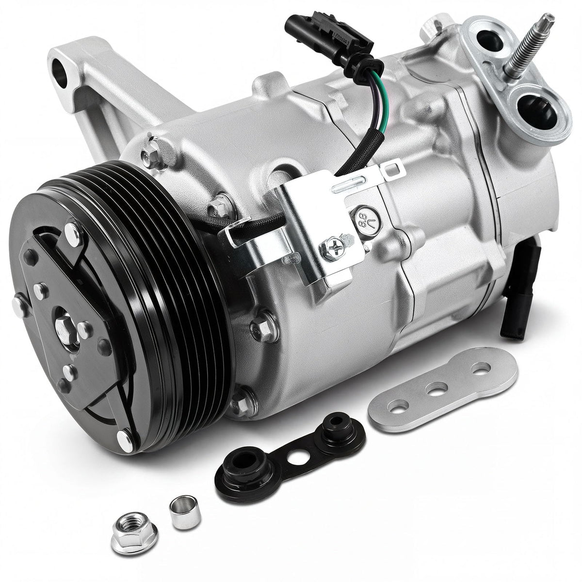 Sydasant AC compressor for Chevrolet Traverse fitment with six-groove pulley for reliable cabin cooling.