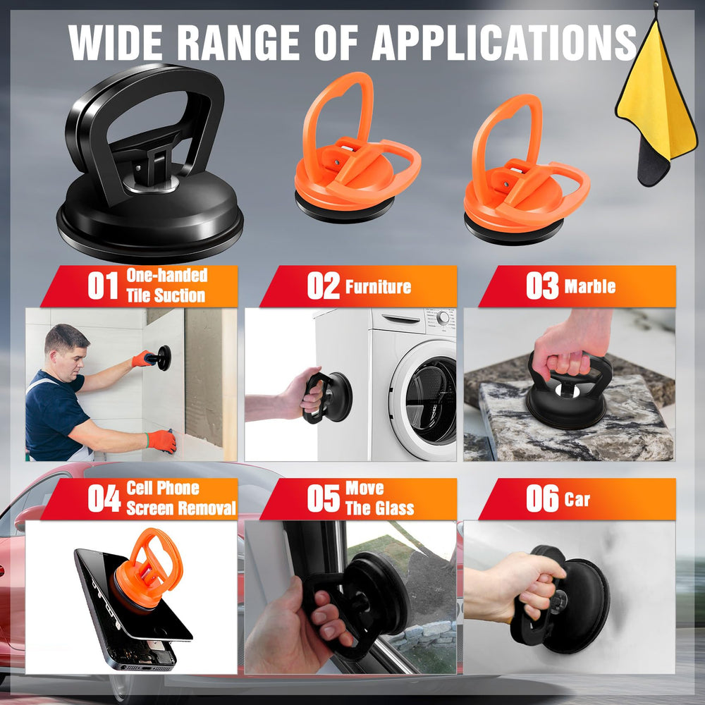 Uses on glass, refrigerators, tiles, and lightweight furniture surfaces.