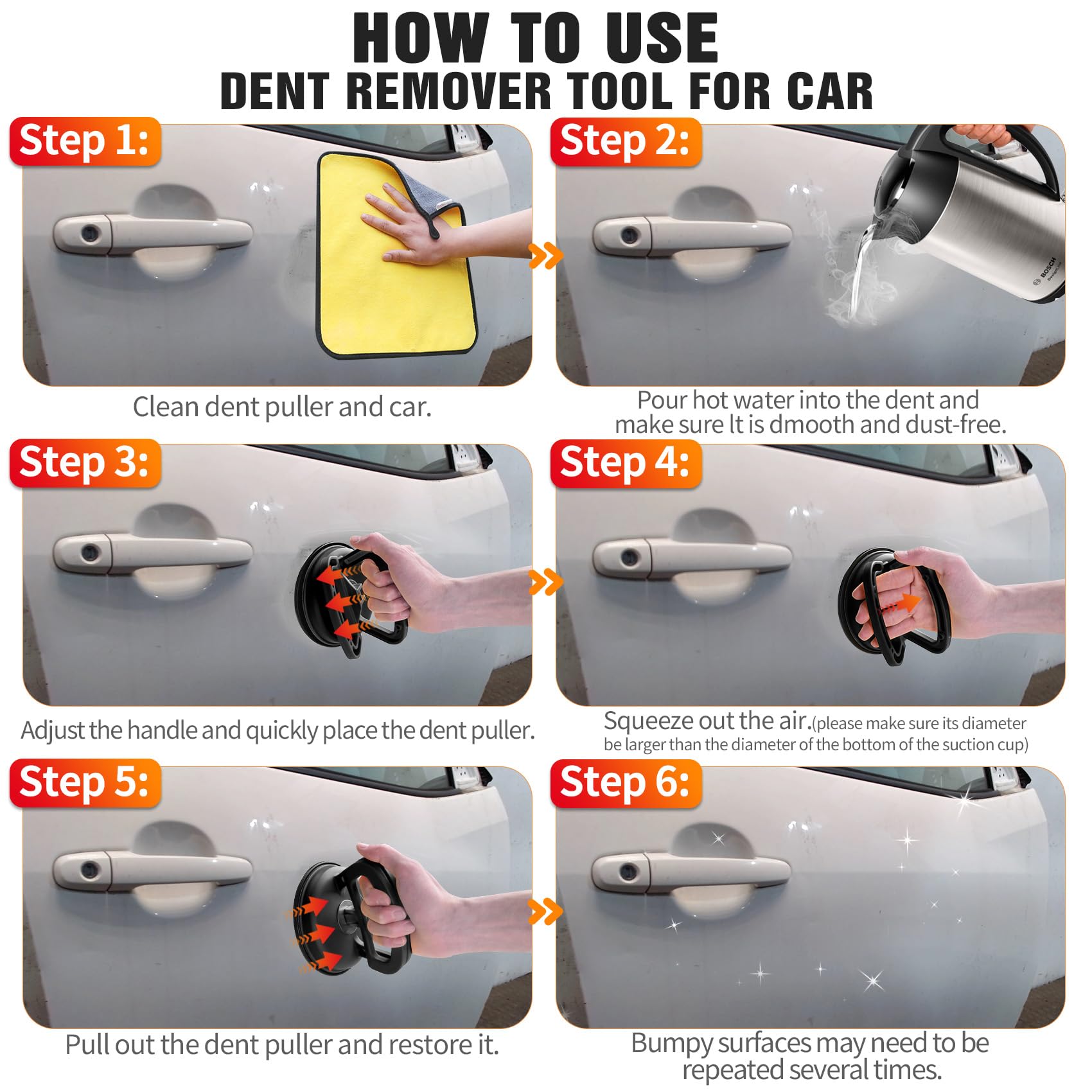 Metal-core suction cup design for durable, deformation-resistant hold.