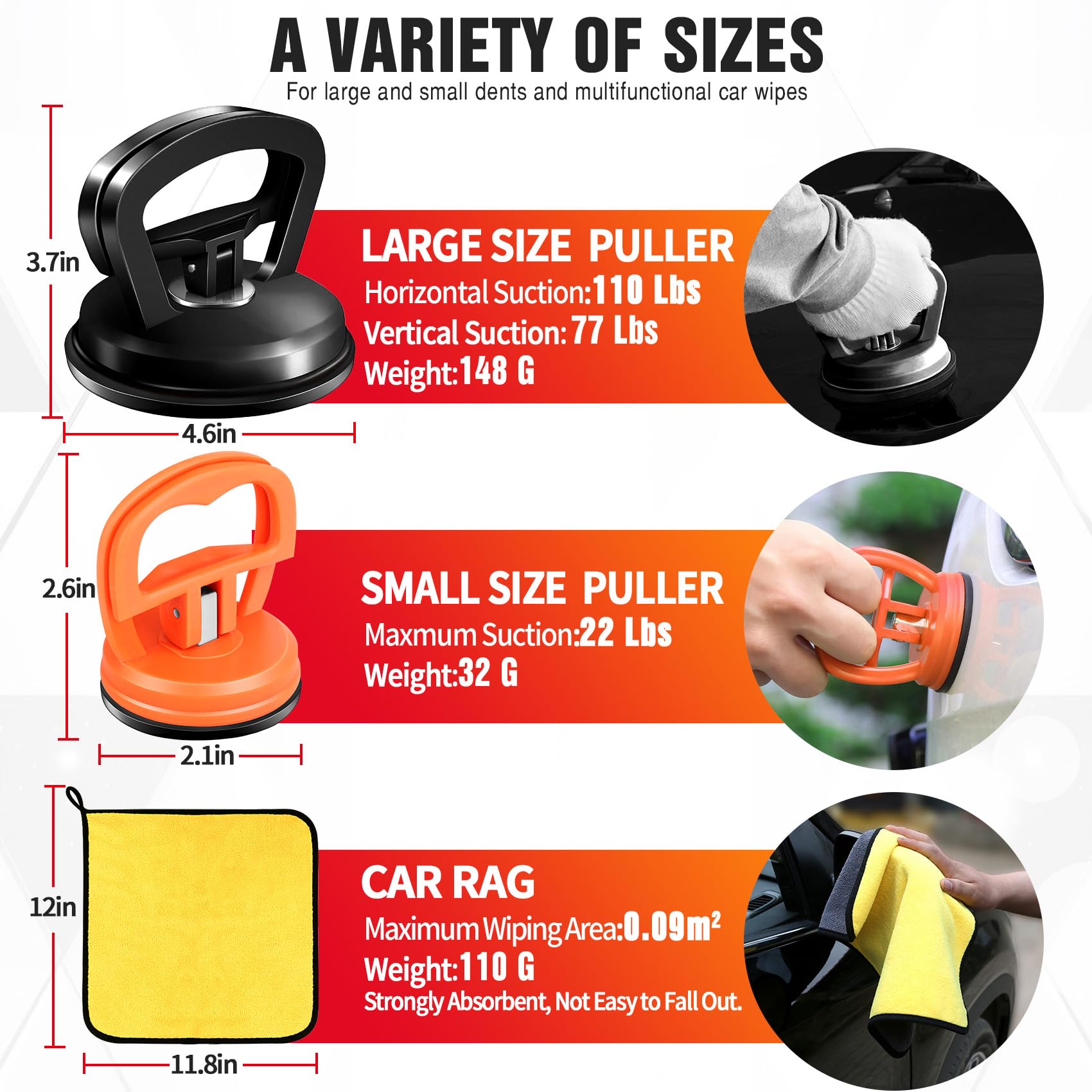Spring-lock handle provides stable suction during lifting and repair.