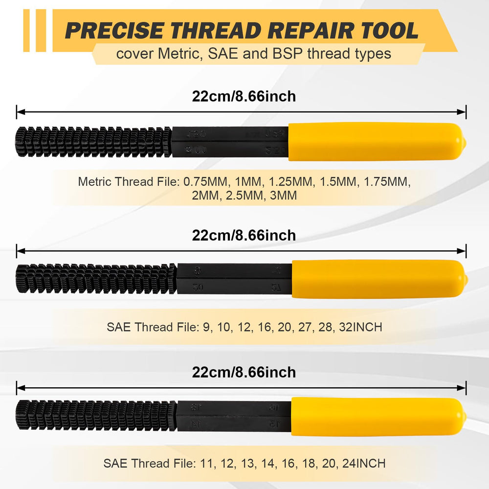 syizyen thread restoration set covers SAE and metric threads for versatile repairs