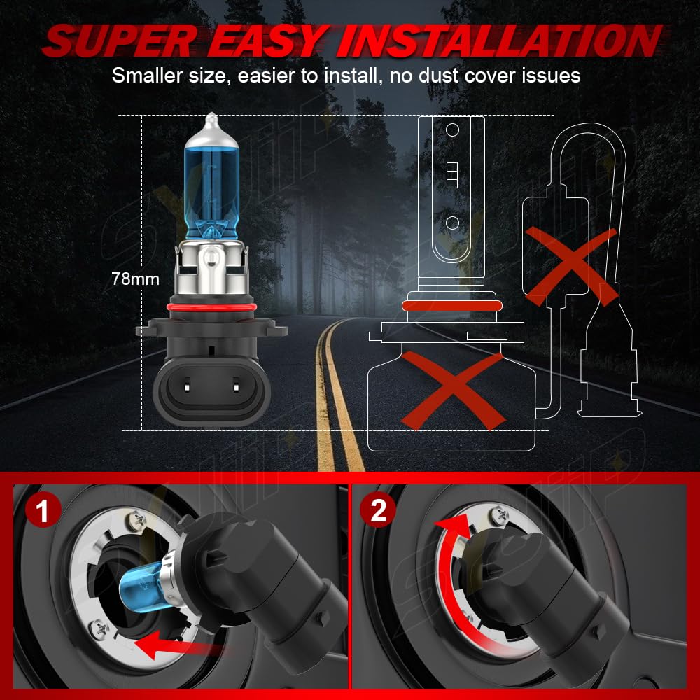 SYJIIP 6000K white light halogen bulbs for Subaru CrossTrek improve color contrast at night.