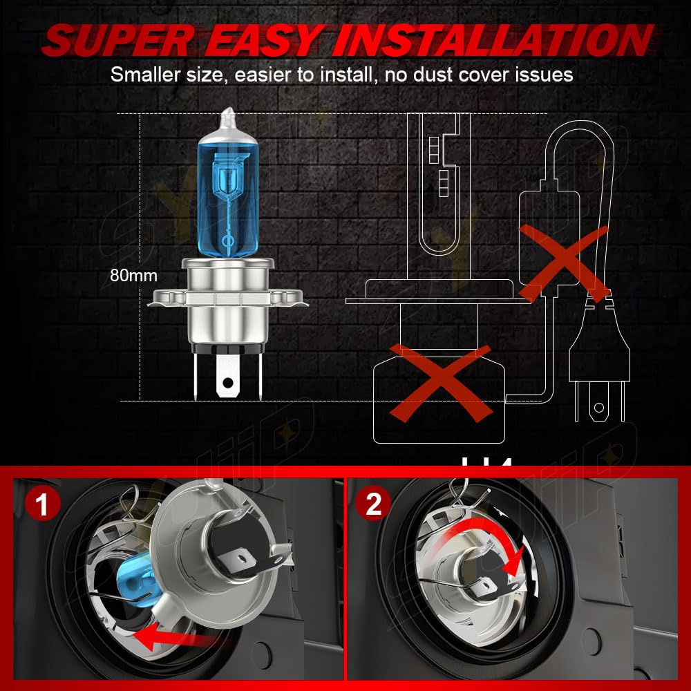 SYJIIP 9003 H4 bulbs compatibility chart shows broad vehicle fit