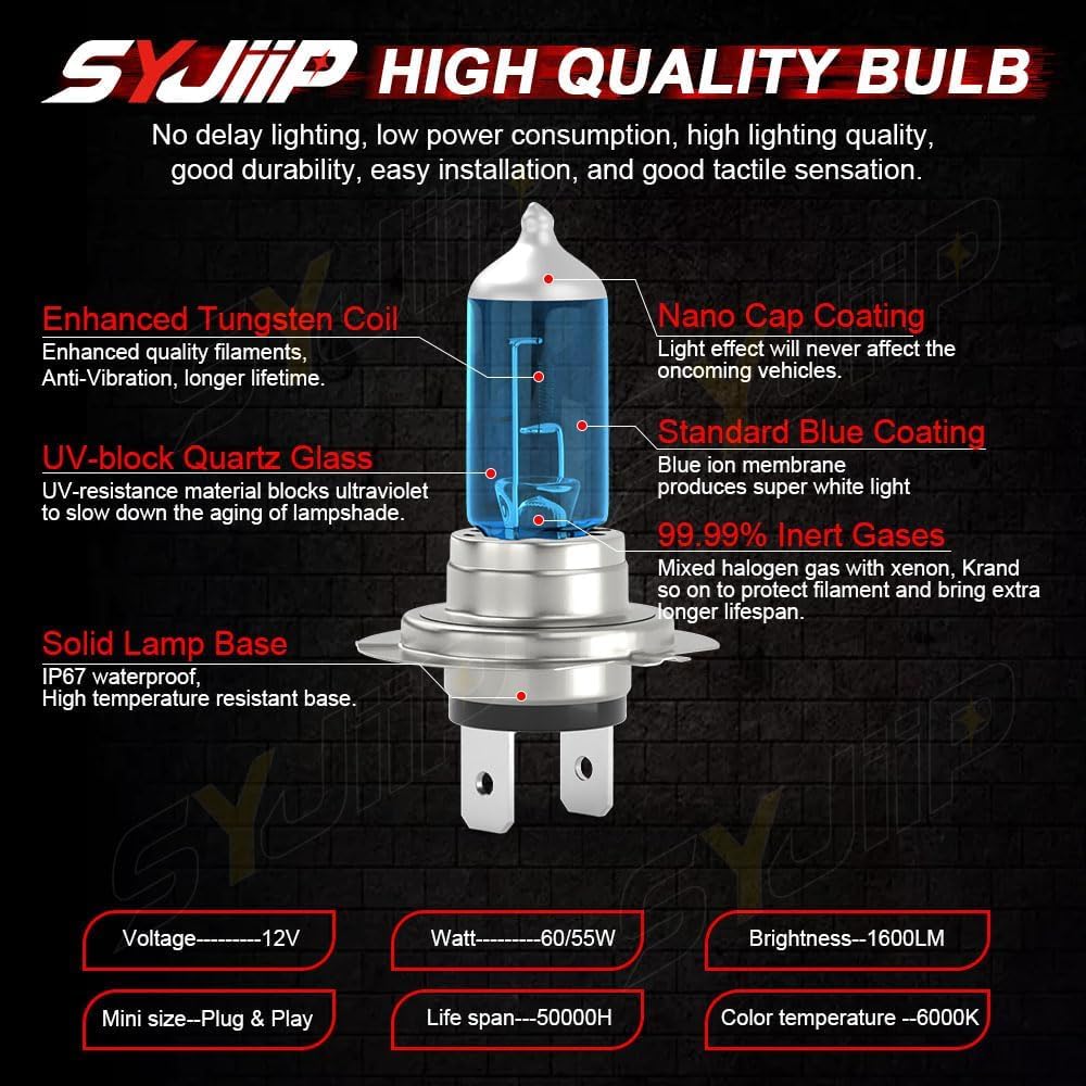 SYJIIP 6000K brightness; cooler white light enhances depth perception.