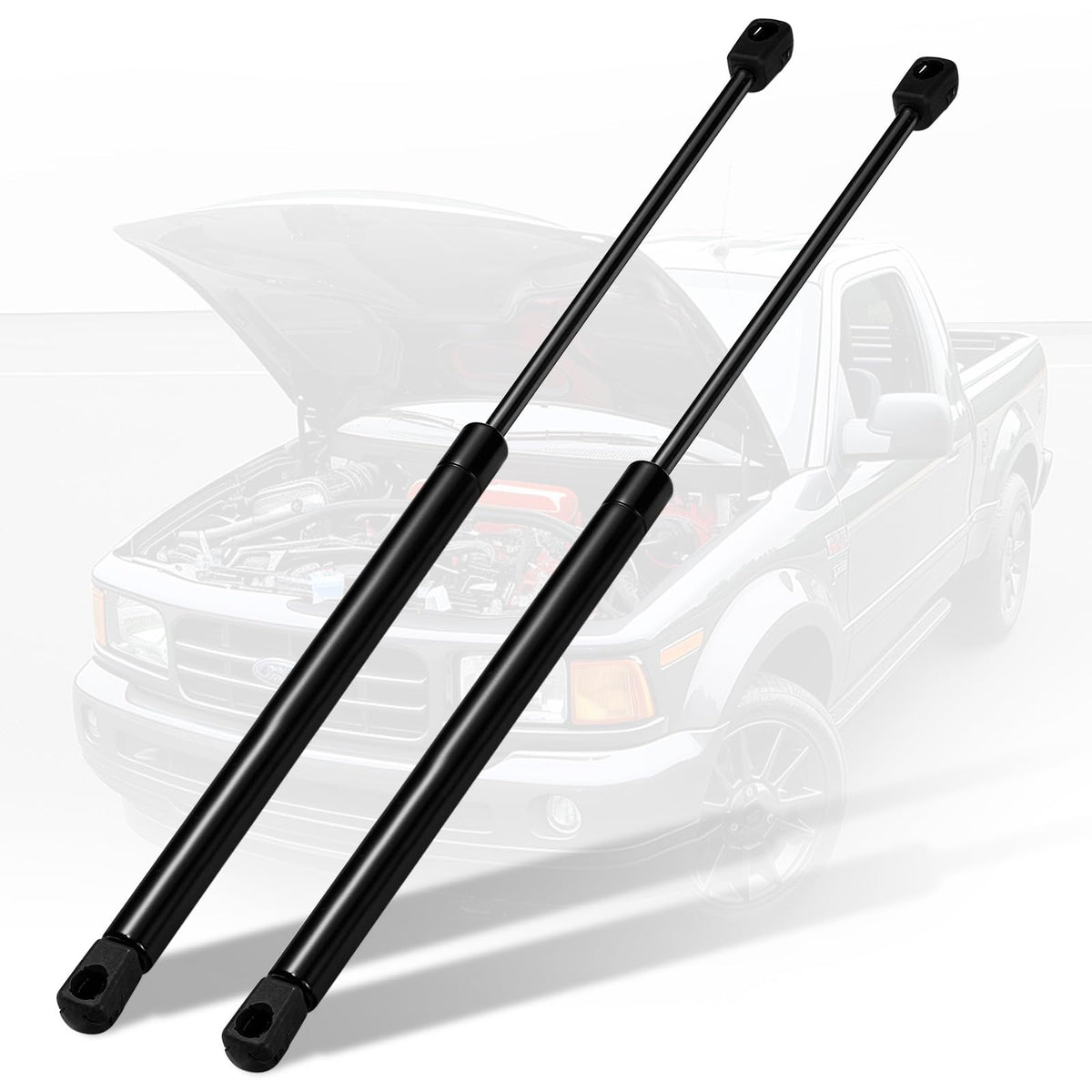 SYKRSS 4364 hood struts front view for Ram trucks—reliable lift support.