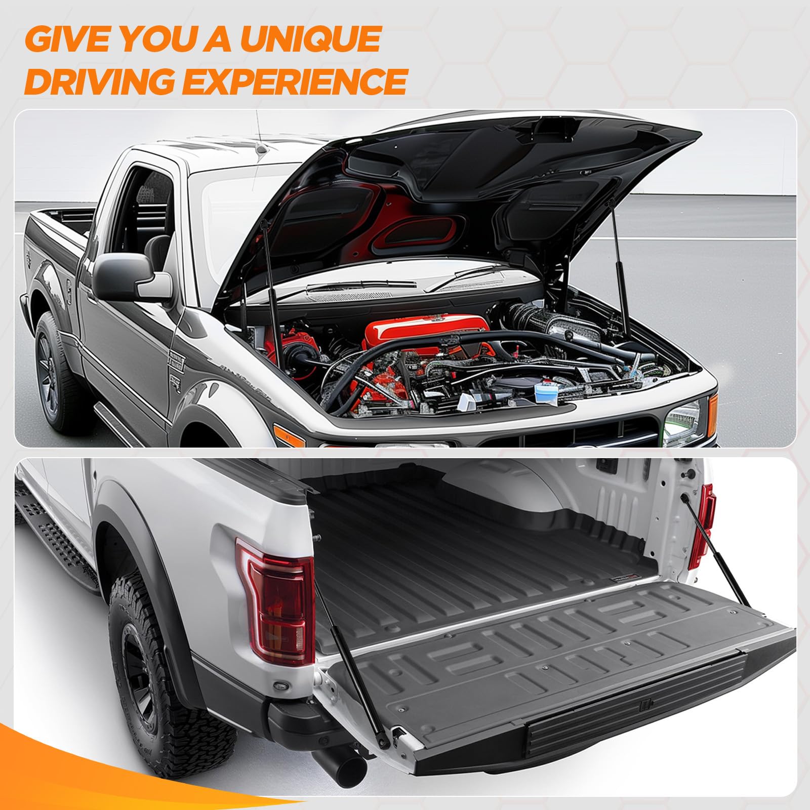 SYKRSS 4364 two-piece hood struts set—quick front-hood replacement.