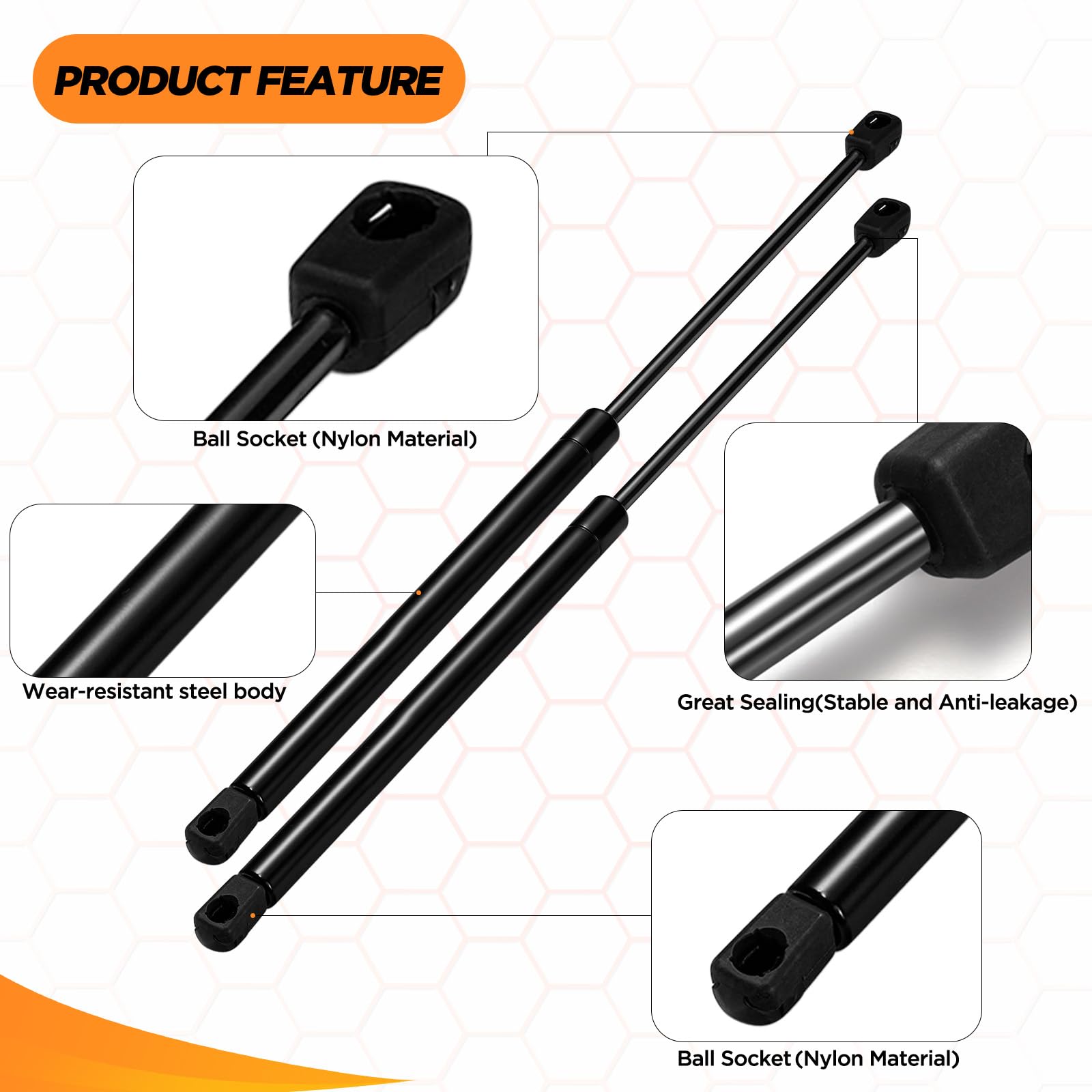 SYKRSS 4364 hood struts for Ram 2500—easy, controlled opening.