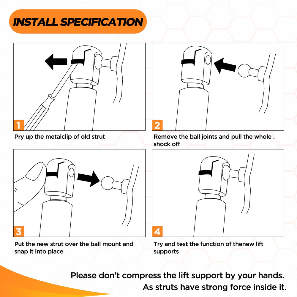 SYKRSS 4364 replacement hood lift—OE-like fit and durable seals.