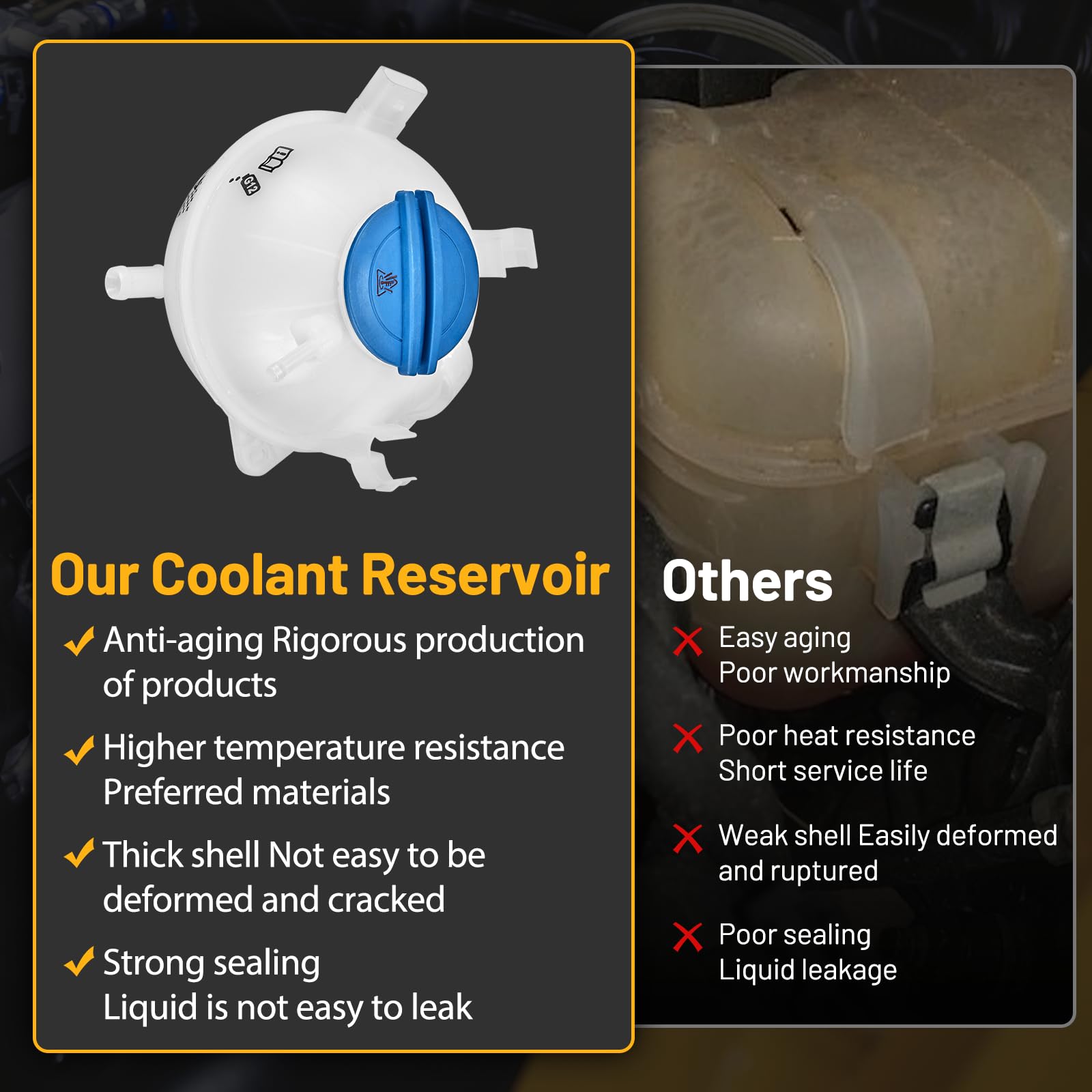 SYKRSS reservoir tank with clear sight line shows antifreeze level safely.