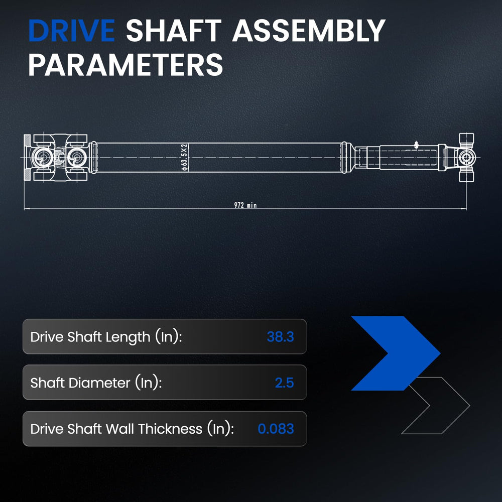 SYKRSS front drive shaft showing 2.5 inch diameter detail
