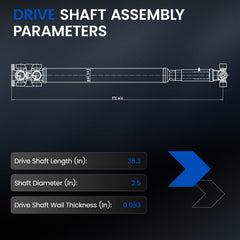 SYKRSS front drive shaft showing 2.5 inch diameter detail