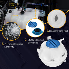 SYKRSS overflow tank assembly for Audi and VW engines supports safe coolant expansion.