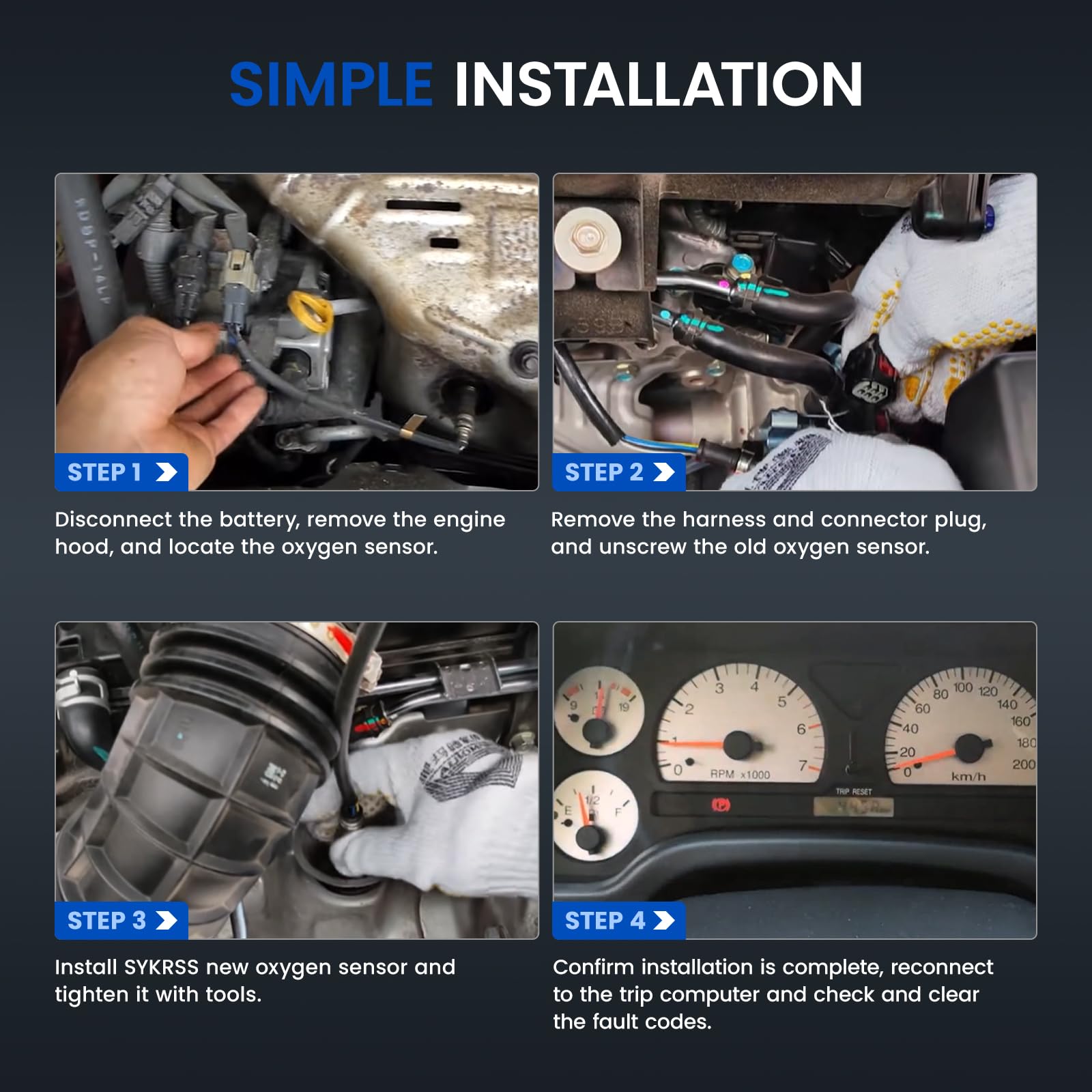 SYKRSS Oxygen Sensor stainless-steel high-temp design withstands heat in exhaust.
