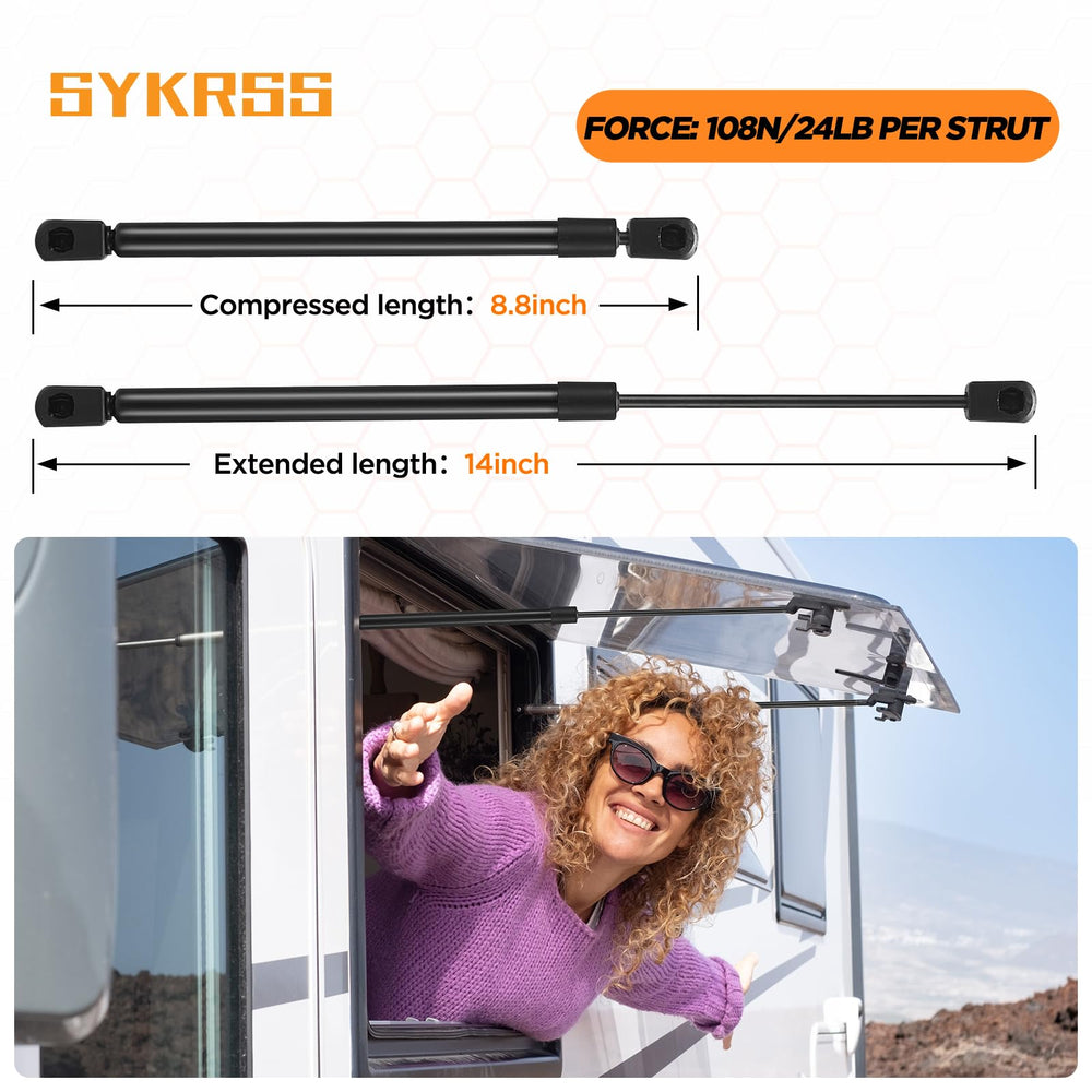 SYKRSS 14in gas strut for trunk topper window provides reliable support.