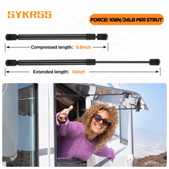 SYKRSS 14in gas strut for trunk topper window provides reliable support.
