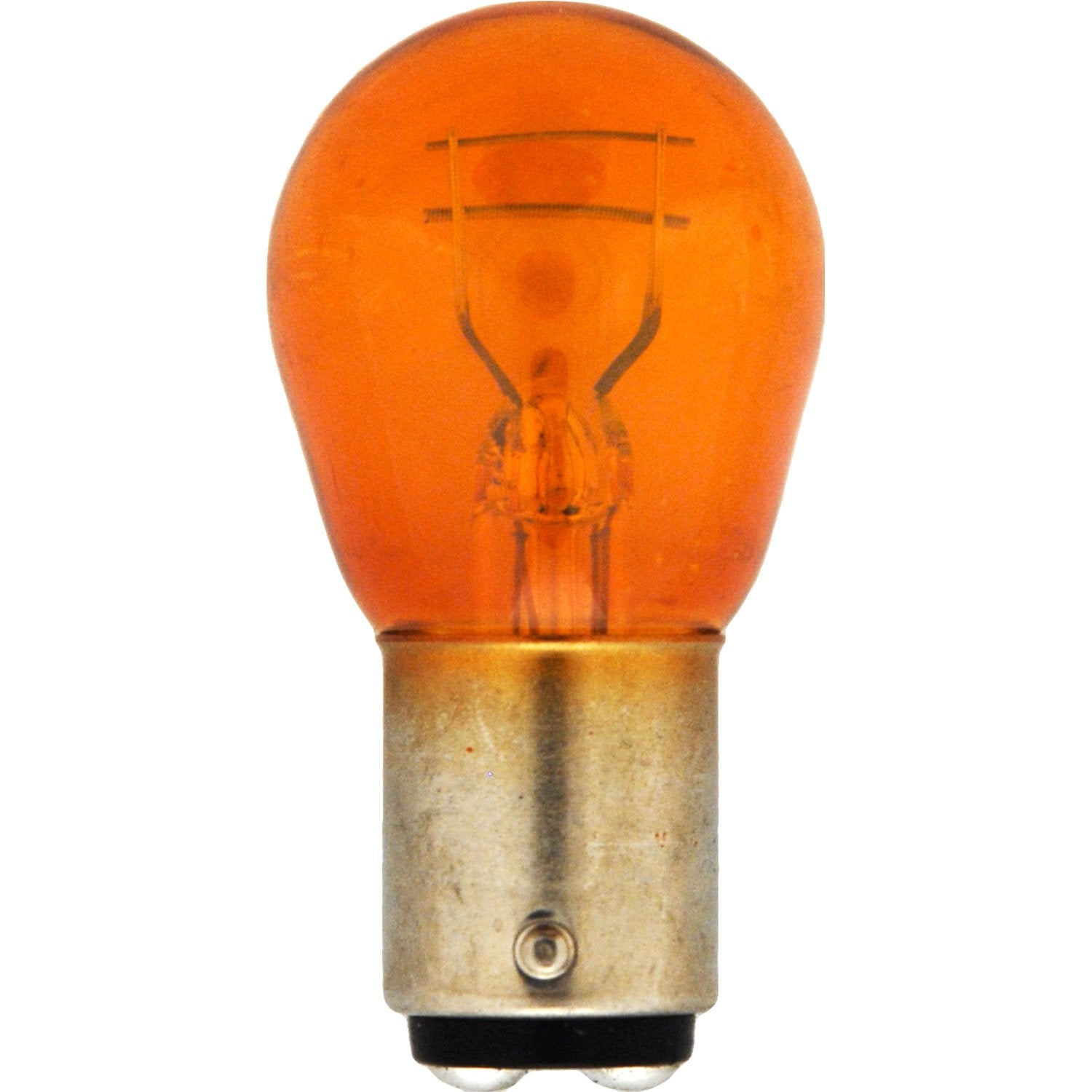 SYLVANIA 1157A basic miniature bulb, front view, 10-pack for easy replacement.