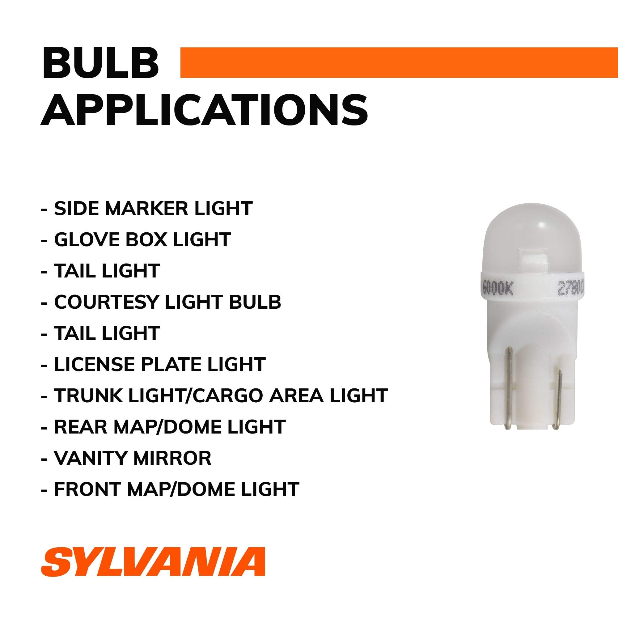 Sylvania license plate light enhances rear plate visibility at night.