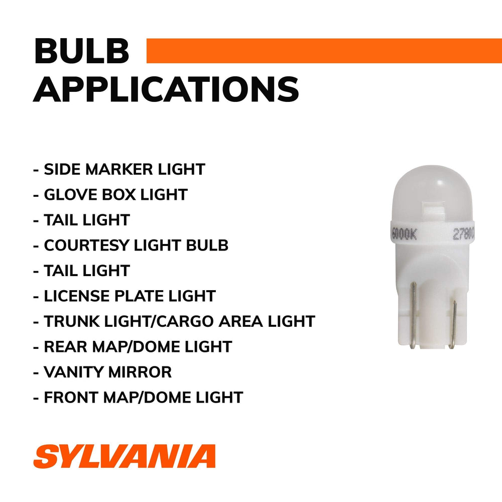 Sylvania license plate light enhances rear plate visibility at night.