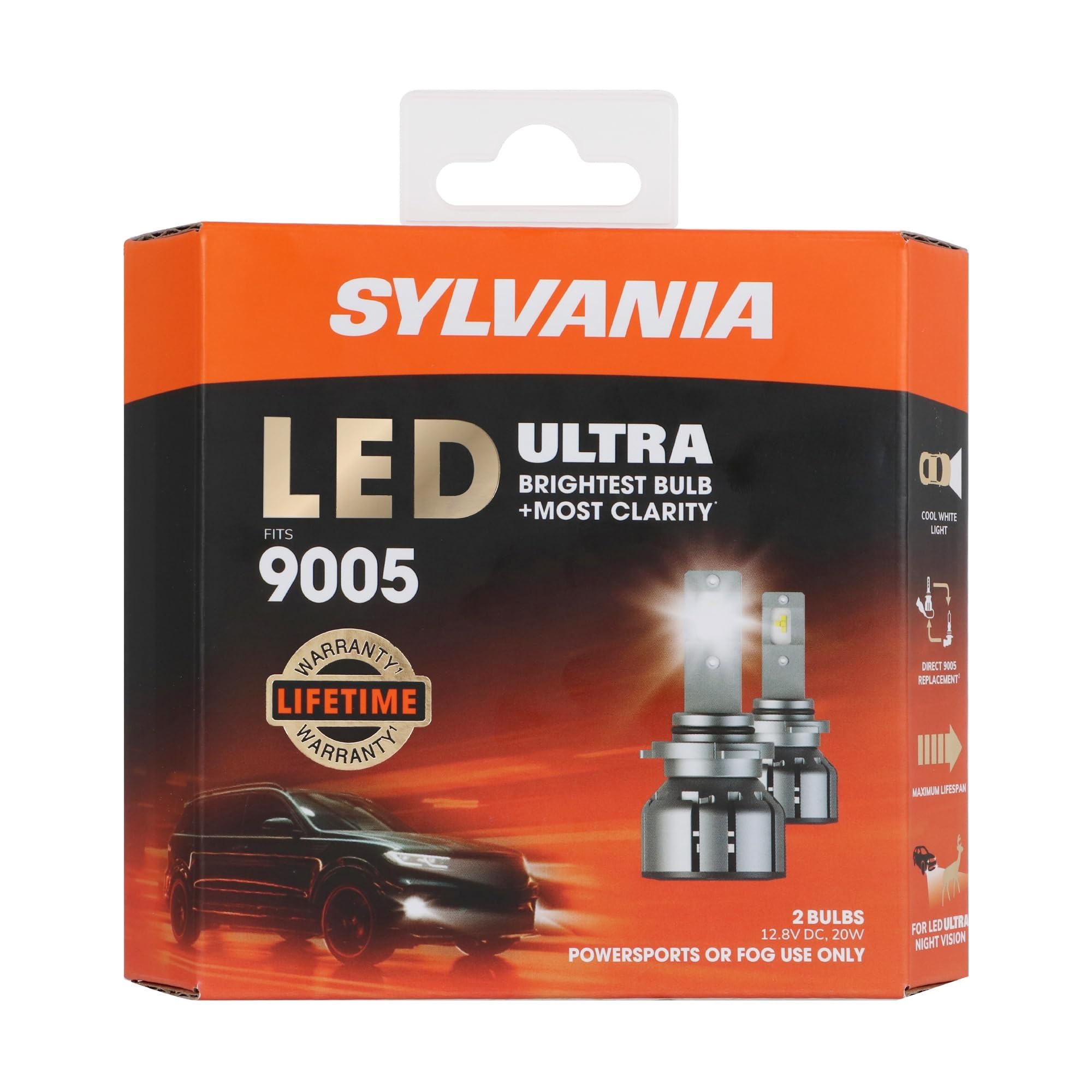 SYLVANIA 9005 LED Ultra fog light front view with compact design.
