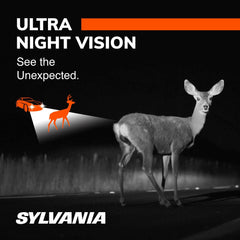 SYLVANIA 9006 SilverStar Ultra high-beam glow enhances night visibility.