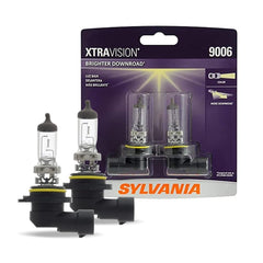 Sylvania 9006 XtraVision bulbs pack front view improves visibility for nighttime driving