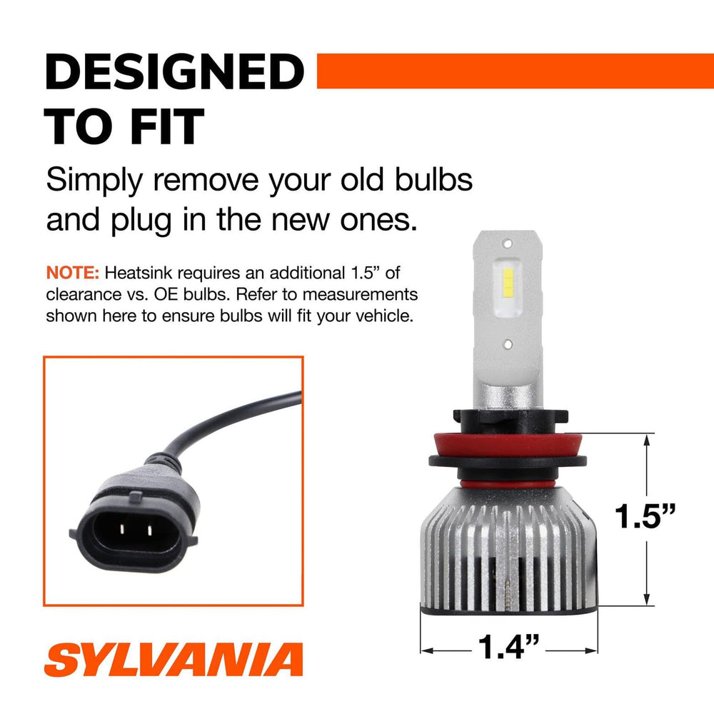 On‑road SYLVANIA H11 LED fog light delivering crisp visibility in traffic