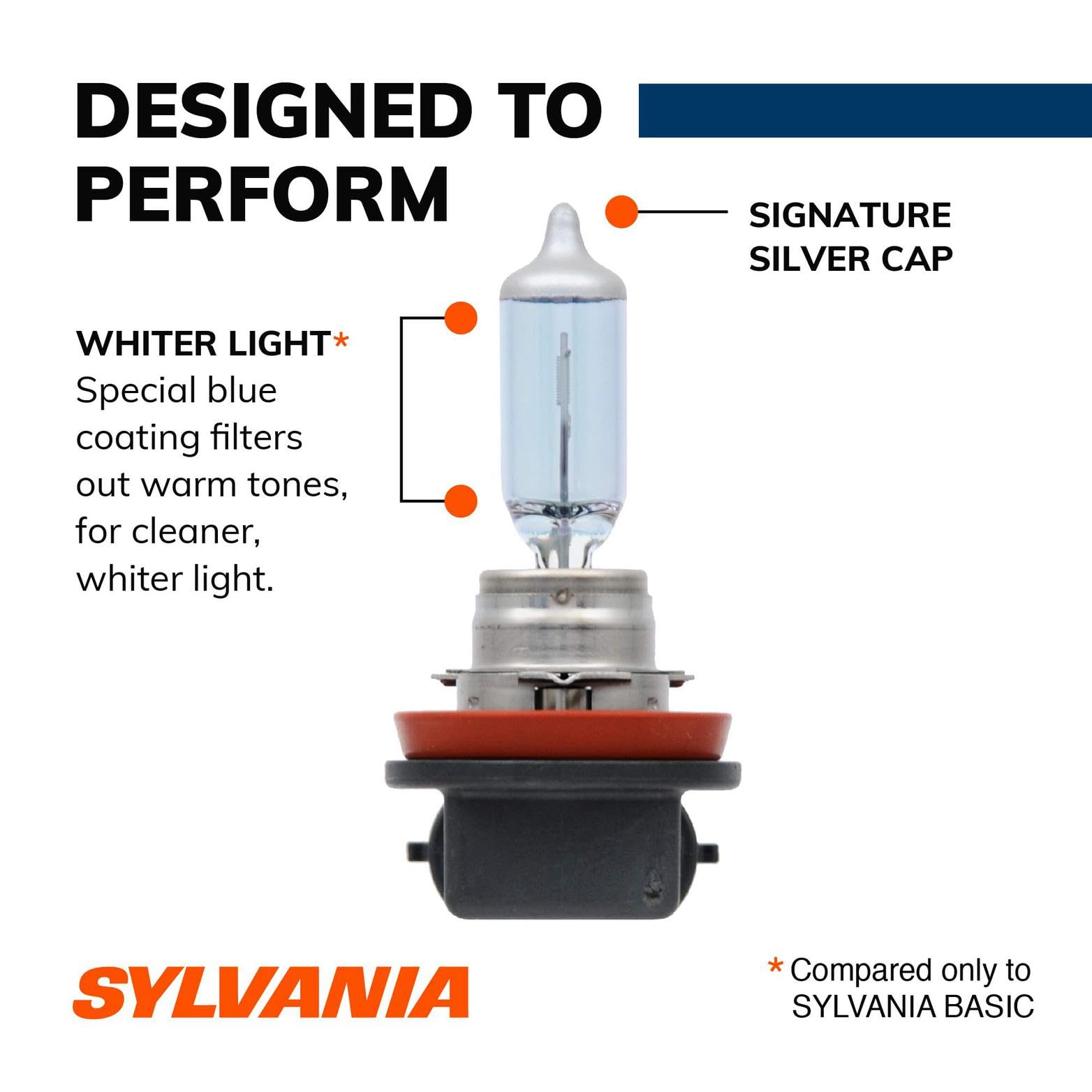 SYLVANIA H11 SilverStar whiter light improves road clarity.