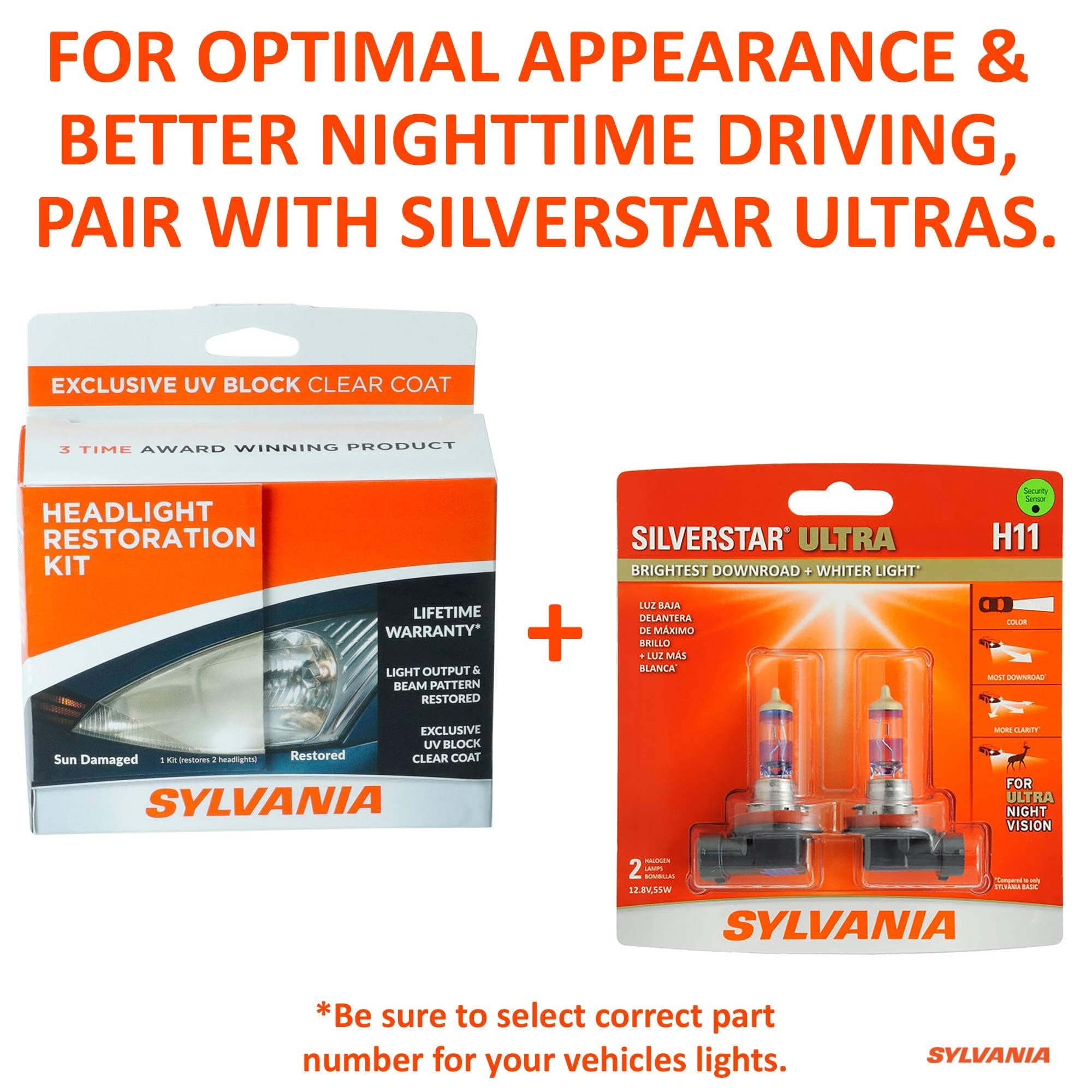 SYLVANIA H6054 SilverStar supports safer night driving with improved contrast.