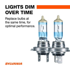 Sylvania H7 SilverStar Ultra beam pattern indicating whiter light and improved contrast.