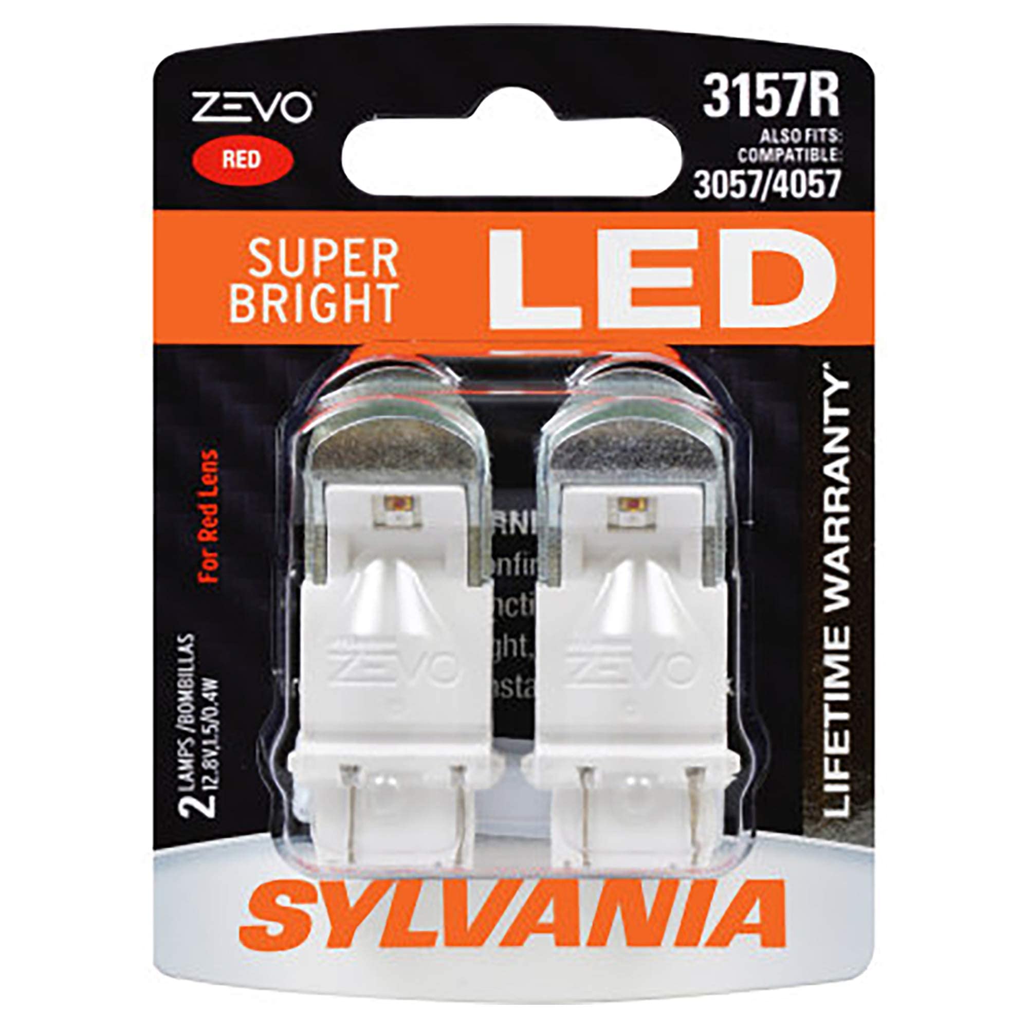 SYLVANIA ZEVO 3157 LED red bulb for stop light with brighter illumination.