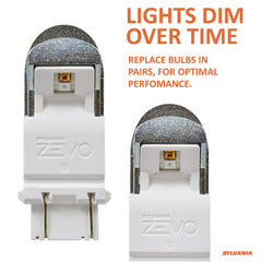SYLVANIA ZEVO 3157 LED red bulb for tail light delivers instant visibility.