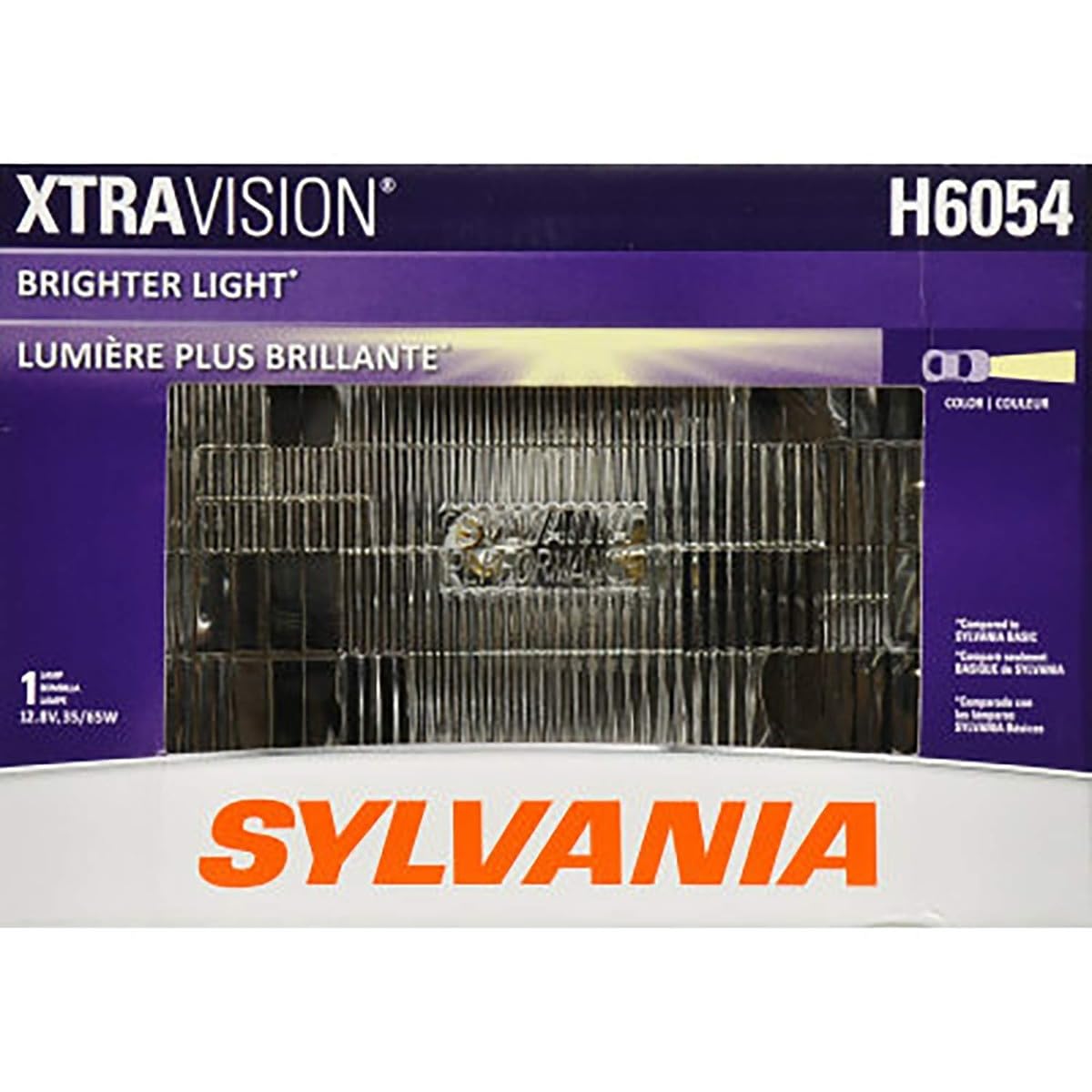 SYLVANIA H6054 XtraVision headlight front view shows brighter downroad illumination