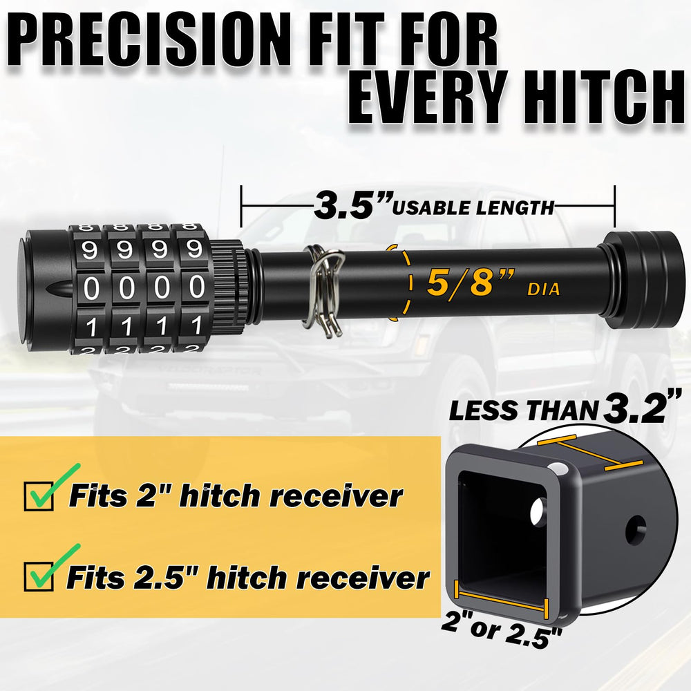 Synrroe hitch lock dial enables quick code-based access for secure entry.