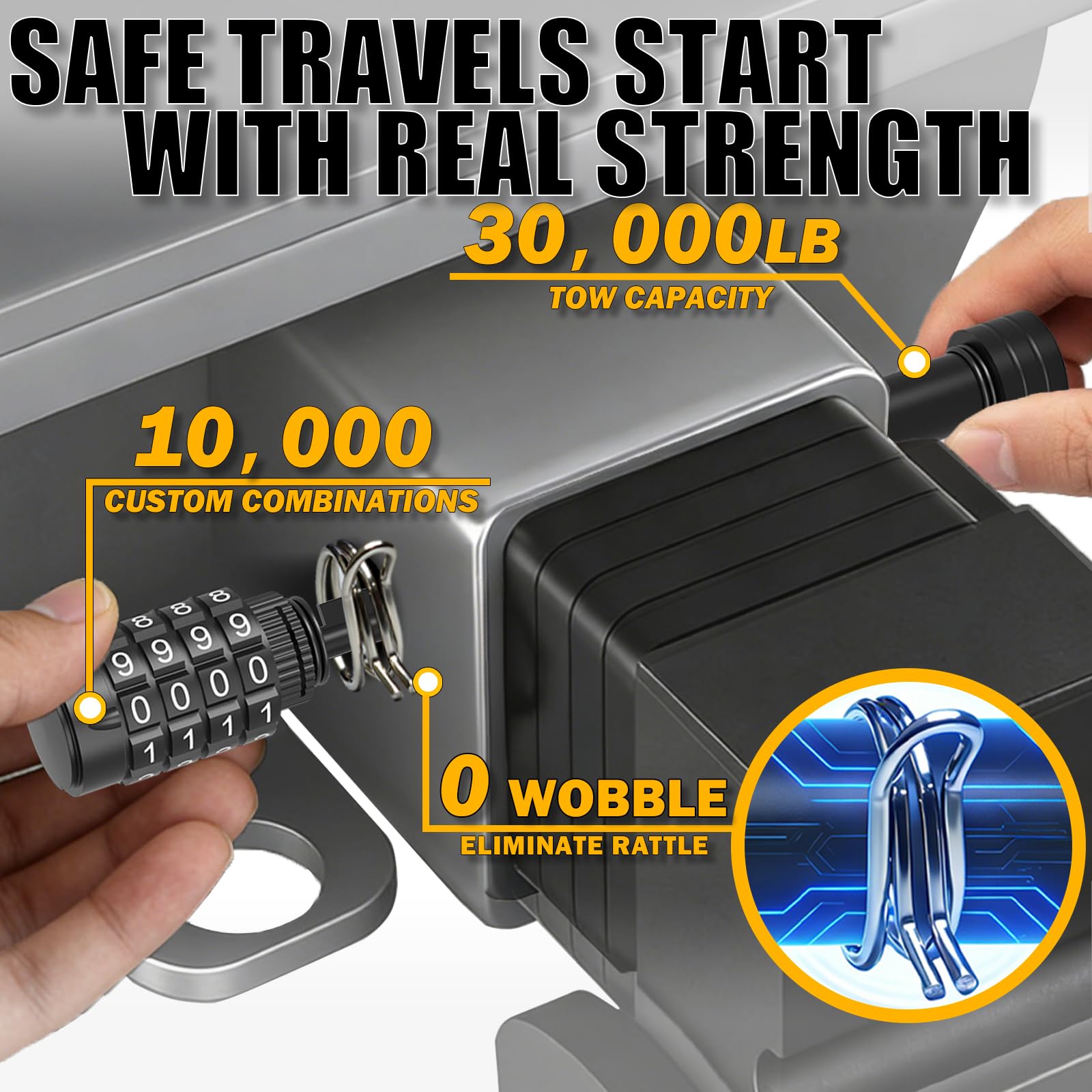 Synrroe hitch lock weatherproof cap protects internals from mud and moisture.