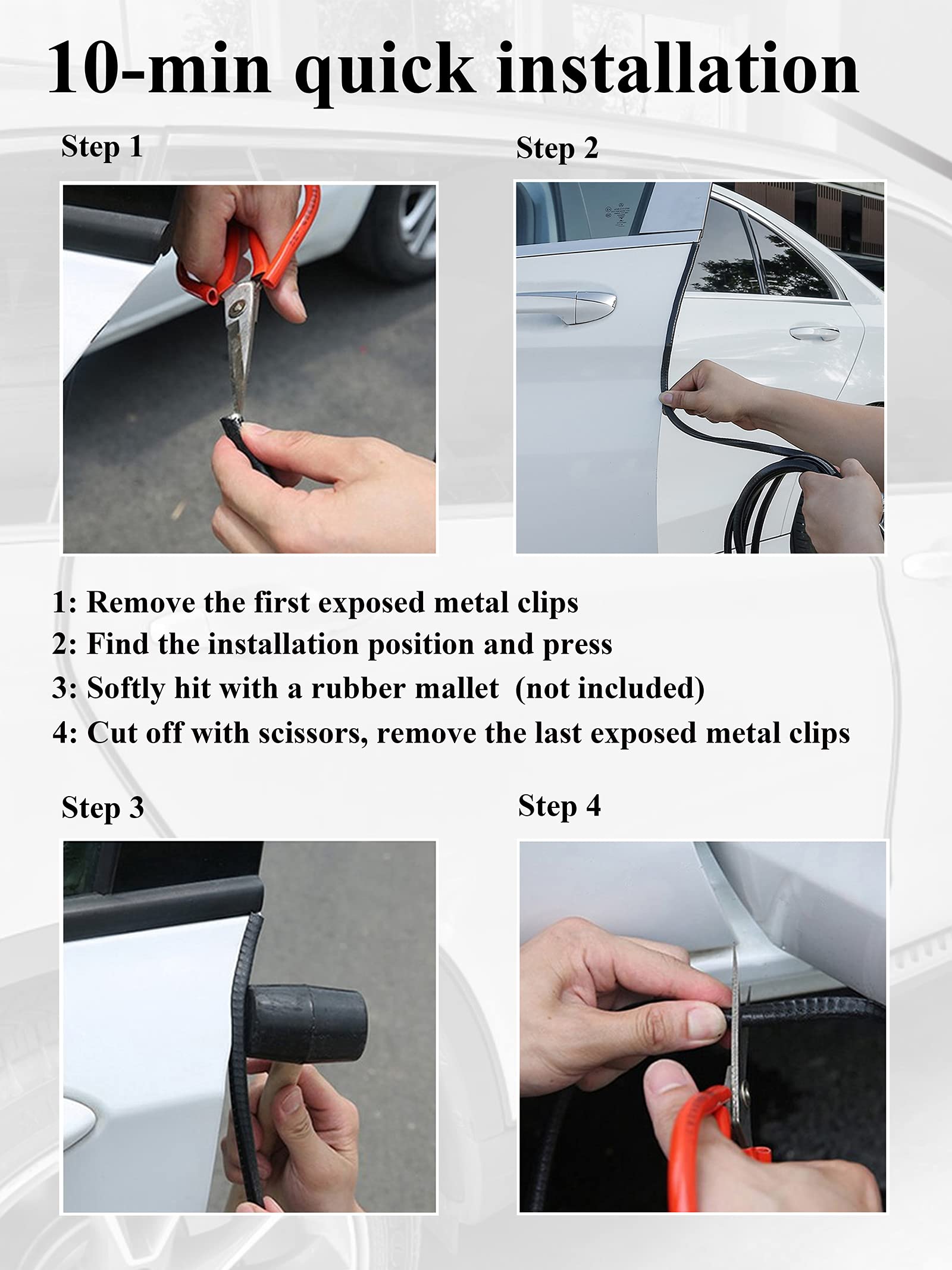 SYOAUTO no-adhesive door edge protector demonstrating secure fit on vehicle edge.