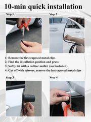 SYOAUTO no-adhesive door edge protector demonstrating secure fit on vehicle edge.