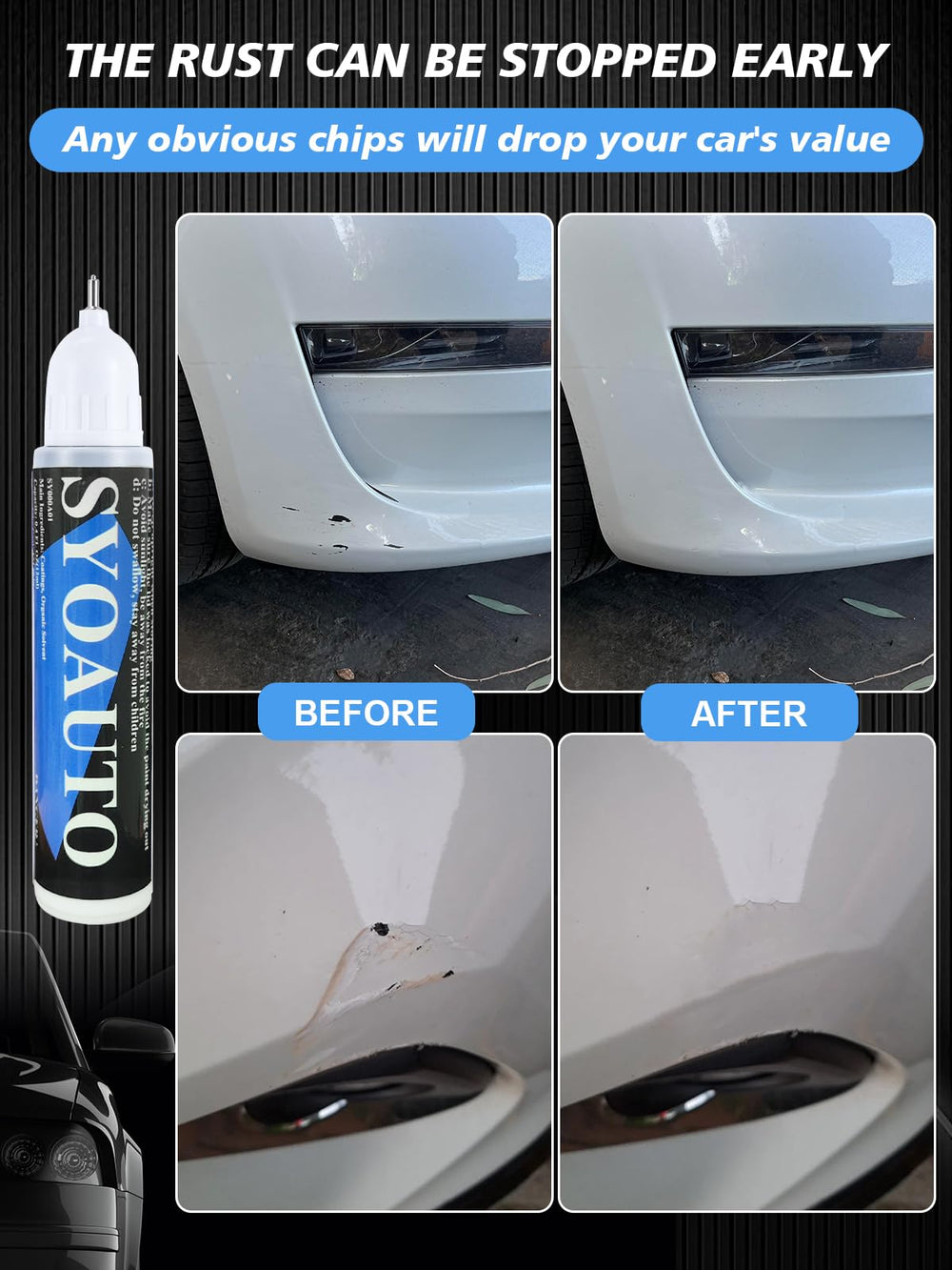 SYOAUTO scratch repair tool for concealing chips and blemishes on coated automotive surfaces.