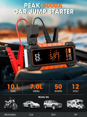 S ZEVZO A11 jump starter top display shows battery status at a glance.