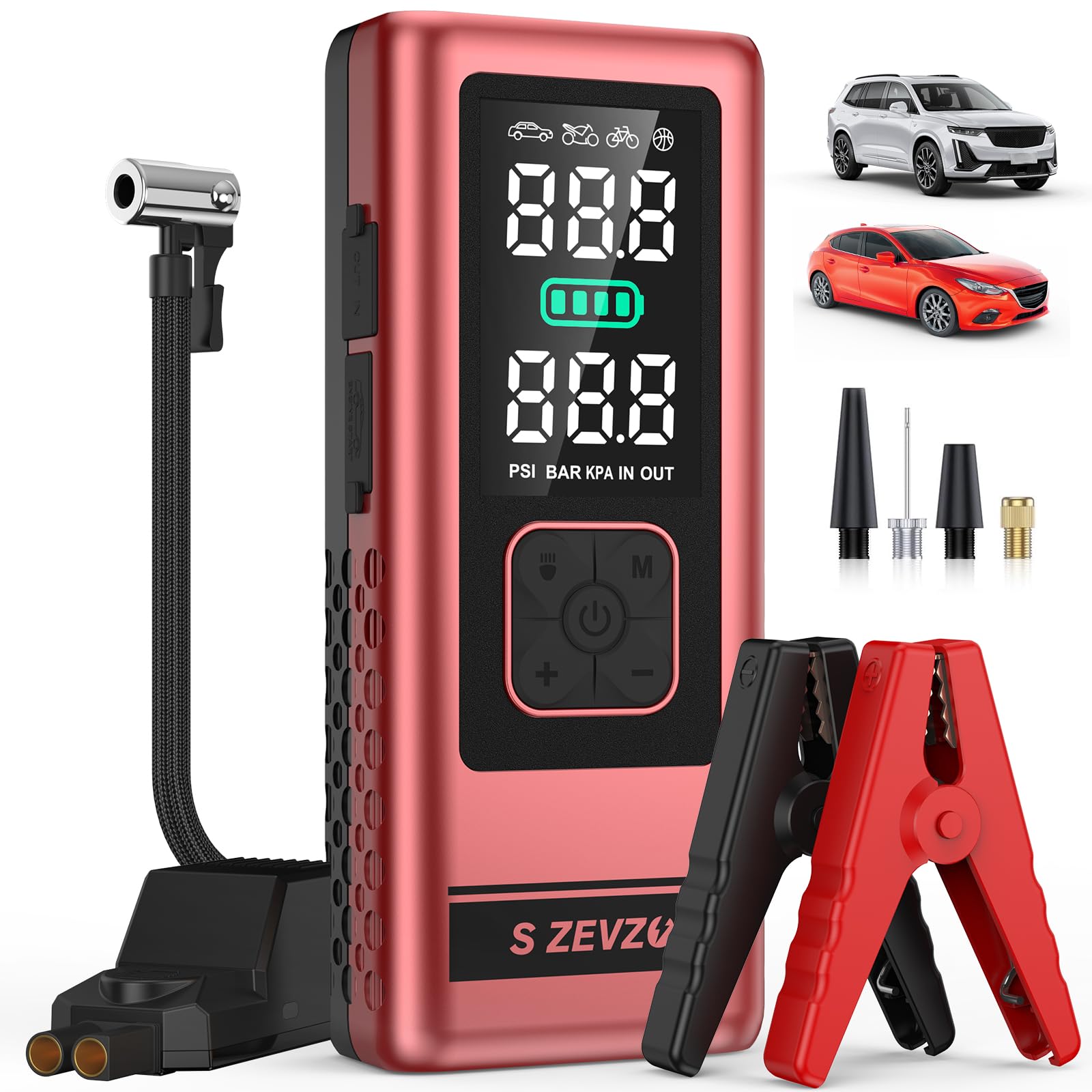 S ZEVZO M5 jump starter front view shows compact power for roadside starts