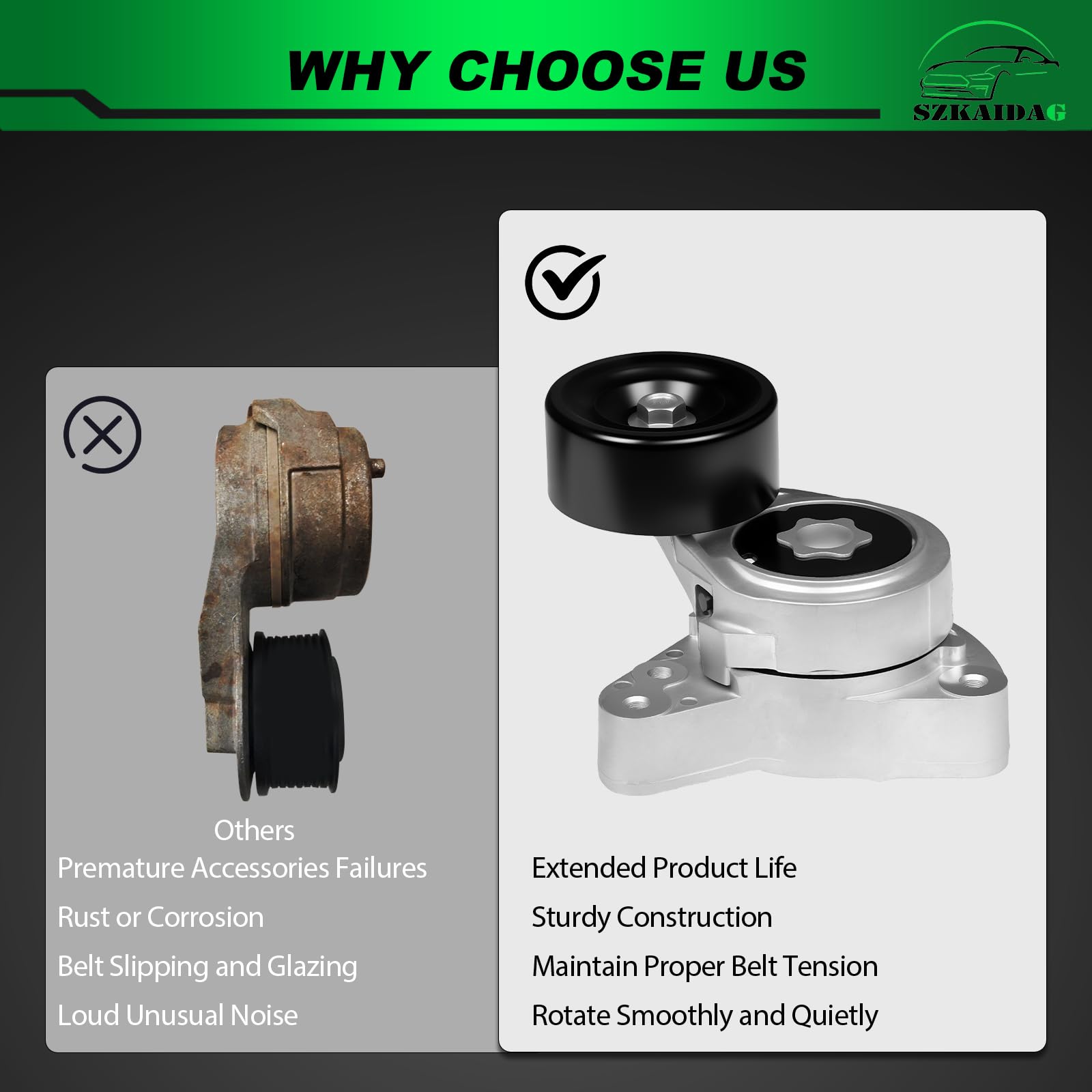 SZKAIDAG belt tensioner assembly for Acura ILX 2013-2015 maintains steady power delivery