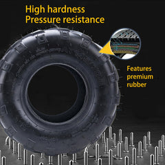 SZLYYDS Kazuma 110cc ATV fit tire close-up highlighting rugged tread