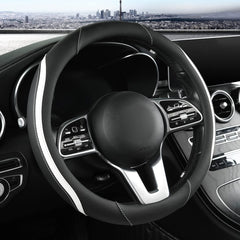 Szttswamp white steering wheel cover on wheel, comfortable grip
