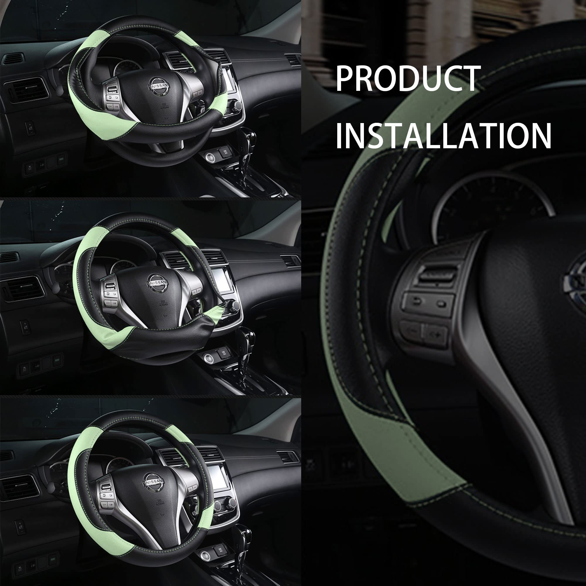 szttswamp green steering wheel cover with breathable material