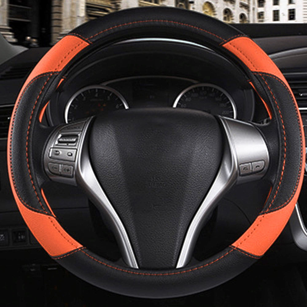 szttswamp leather steering wheel cover features wear-resistant leather for longevity