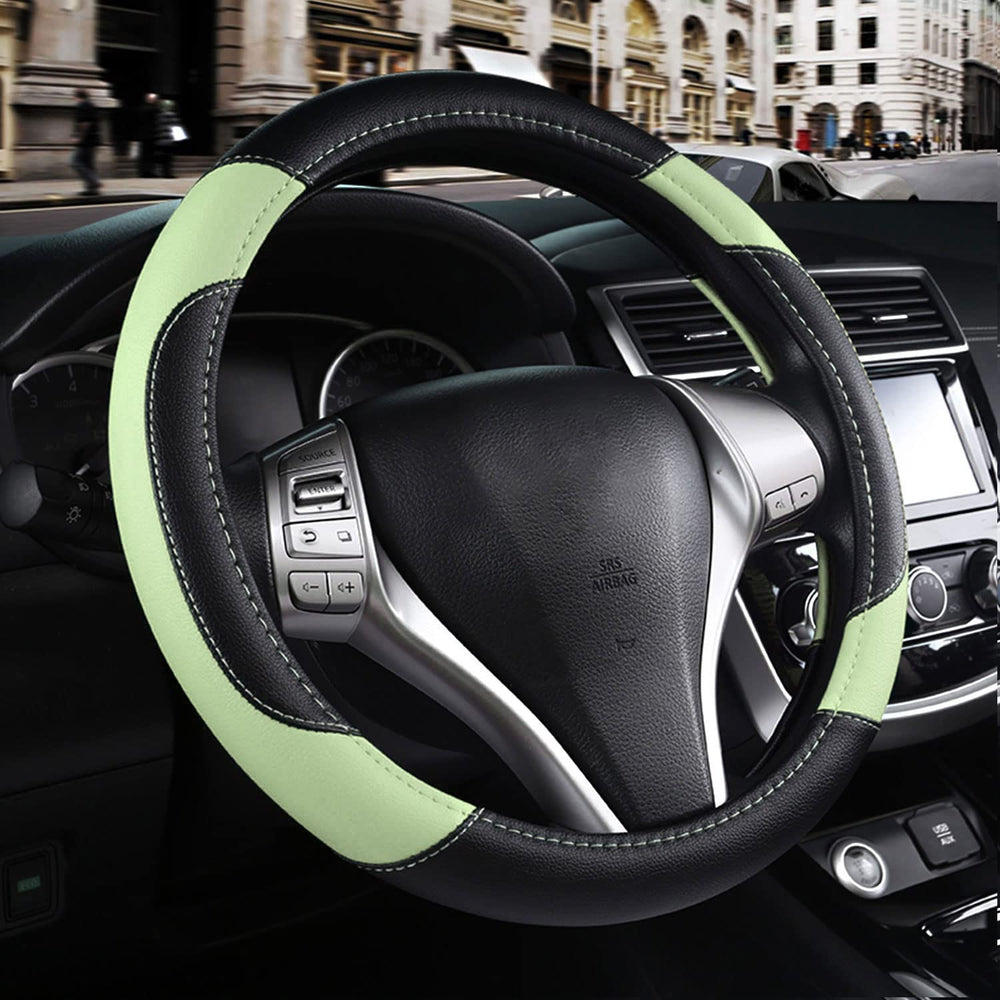 szttswamp leather steering wheel cover with non-slip grip for better control